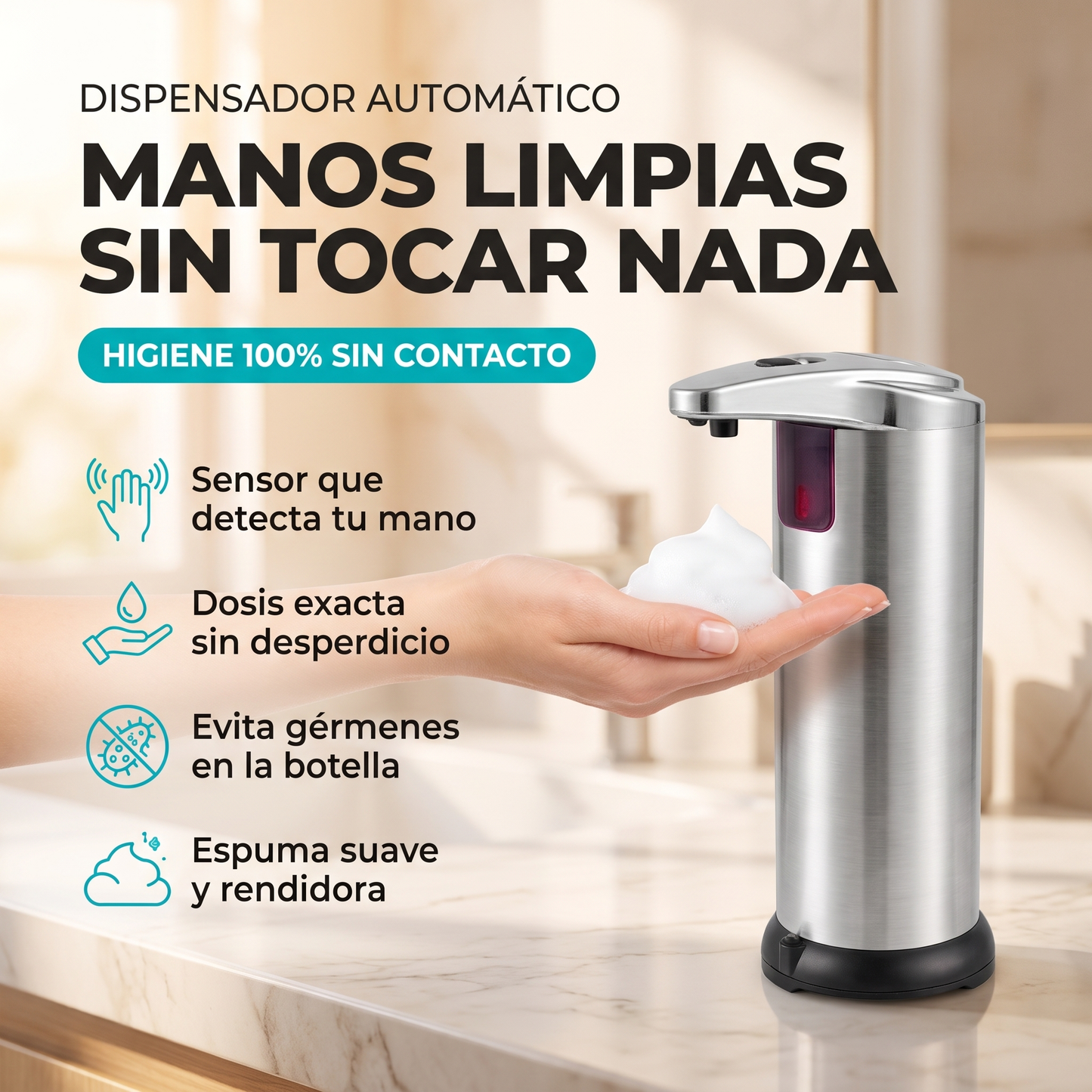 Manos limpias sin tocar nada